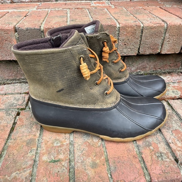 Sperry Duck Boot Green Leather Waterproof Boot Size 11M Women’s - Picture 3 of 8